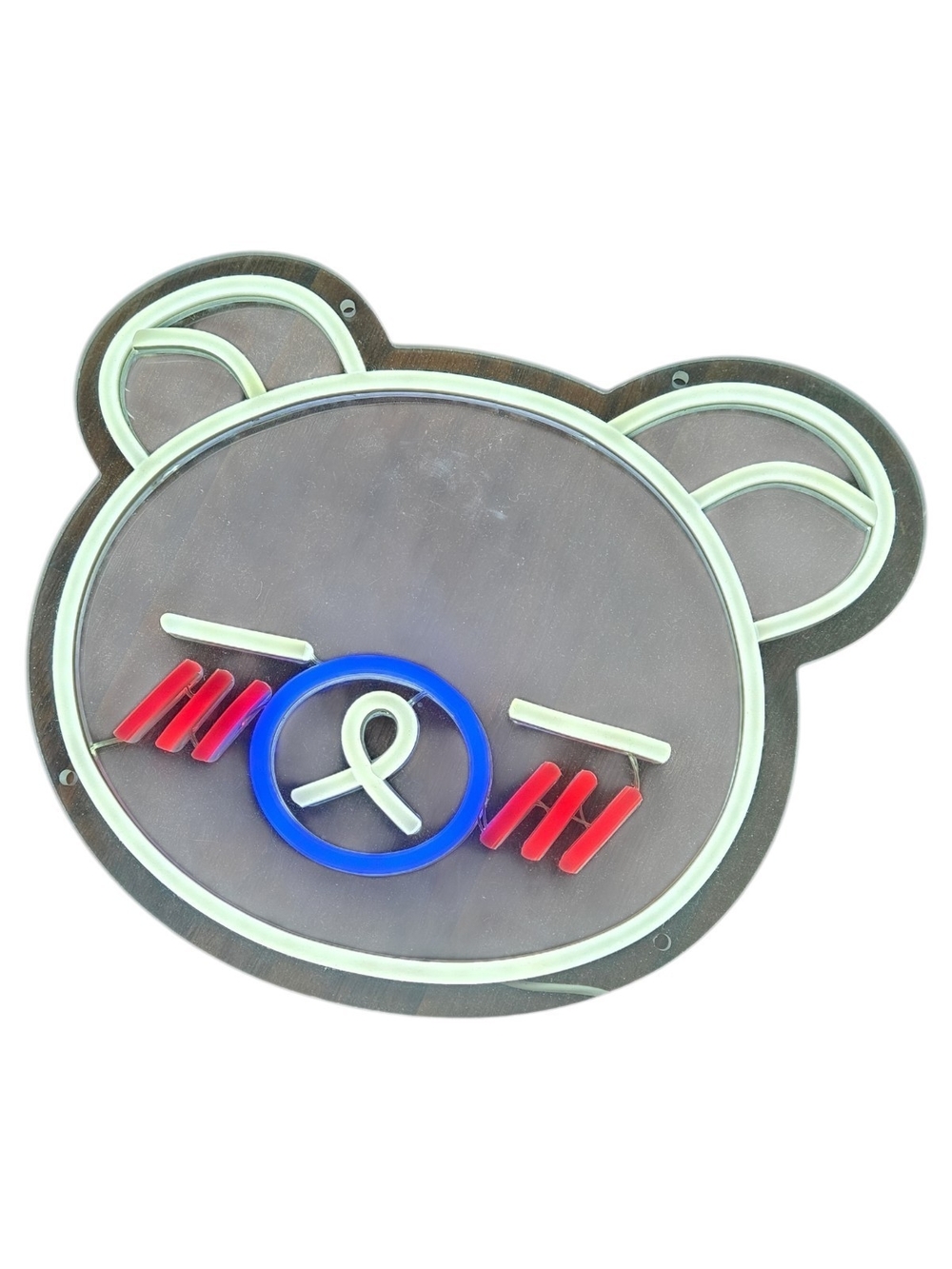 Kids Bear Face Neon Wall Light - Blue, Red, Cream